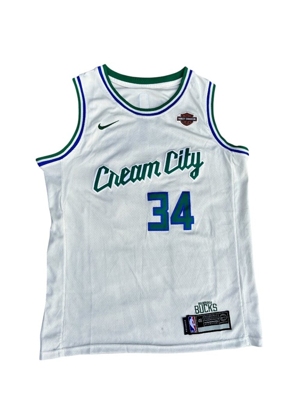 🏀 Nike Bucks Giannis Antetokounmpo Cream City Swingman Jersey 48